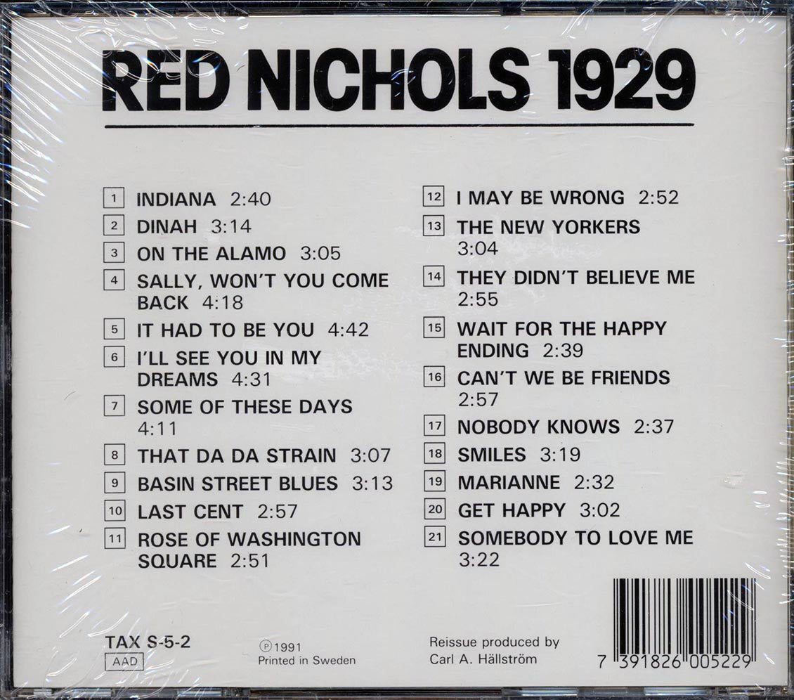 Red Nichols - Original 1929 Recordings Music CD