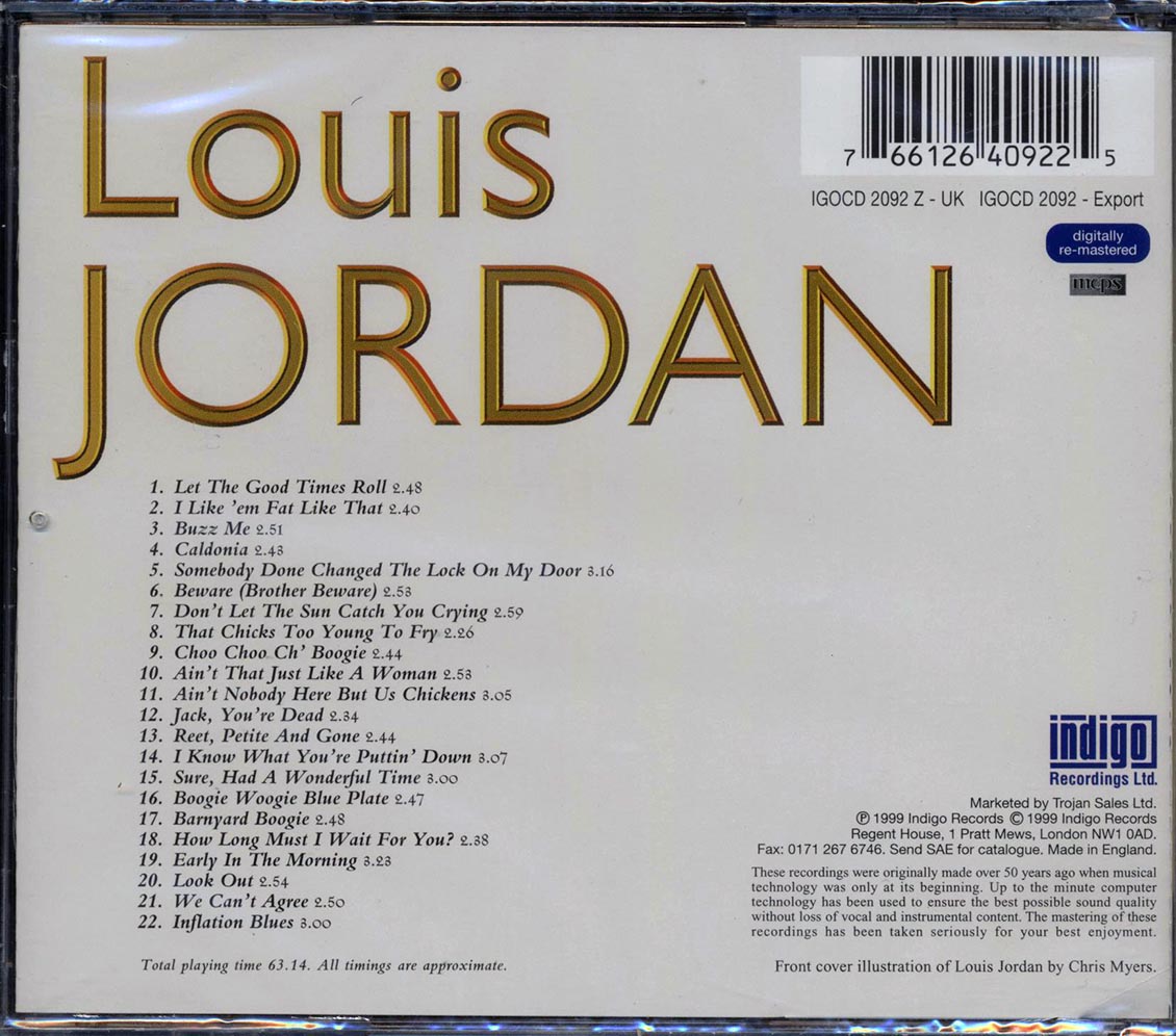 Louis Jordan - Reet Petite And Gone Music CD