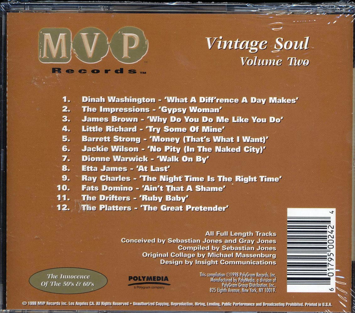 Dinah Washington, Impressions, Little Richard, Etta James, Etc. - Vintage Soul Volume 2 Music CD