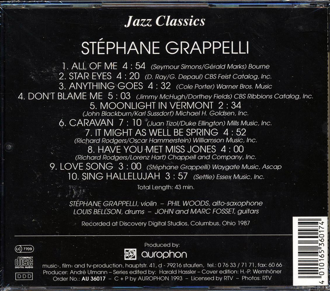 Stephane Grappelli Jazz Classics Music CD
