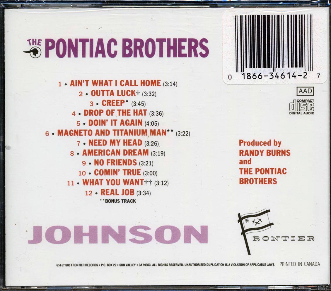 The Pontiac Brothers Johnson +bonus track Music CD