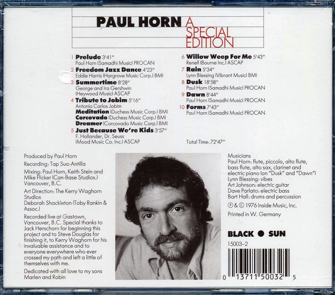 Paul Horn A Special Edition Music CD
