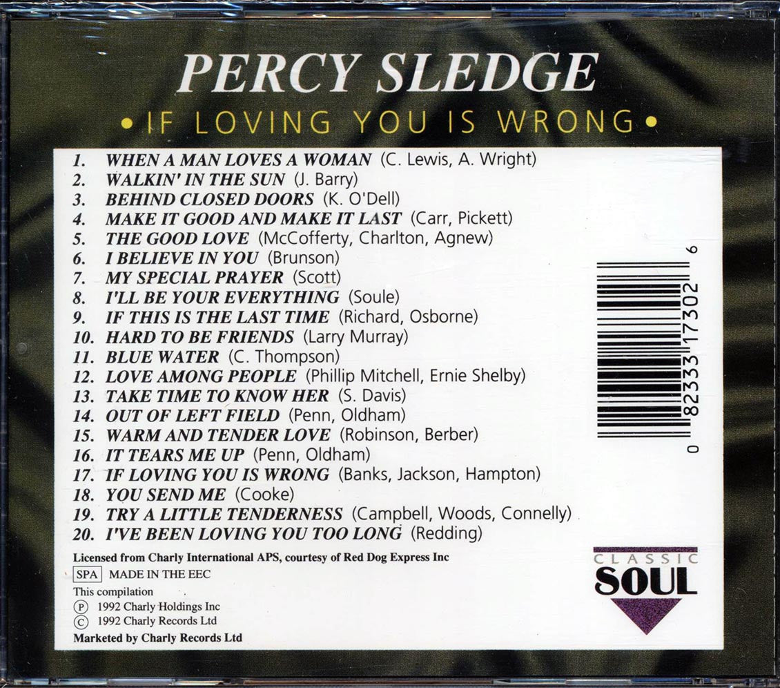 Percy Sledge - If Loving You Is Wrong Music CD