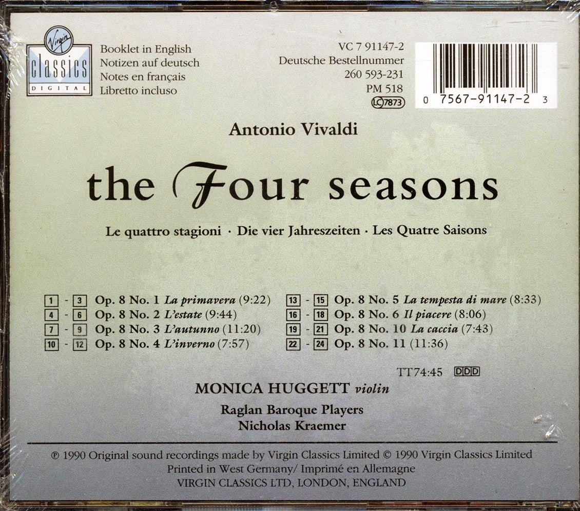 Monica Huggett, Raglan Baroque Players, Nicholas Kraemer - Vivaldi: The Four Seasons Music CD