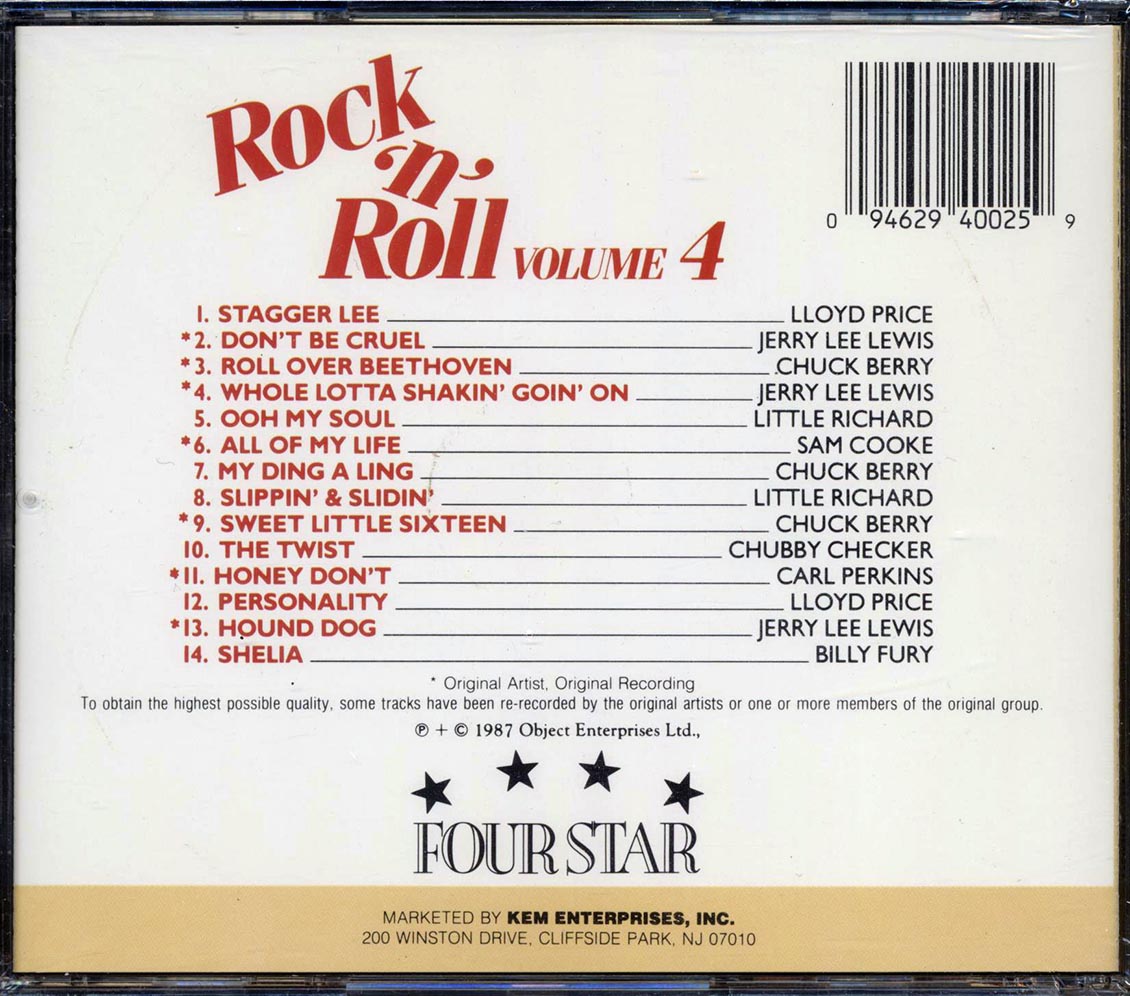 Chuck Berry, Little Richard, Chubby Checker, Etc. - Rock 'N' Roll Volume 4 Music CD