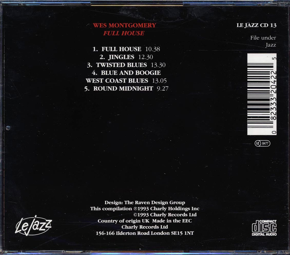 Wes Montgomery Full House 20 tracks Music CD