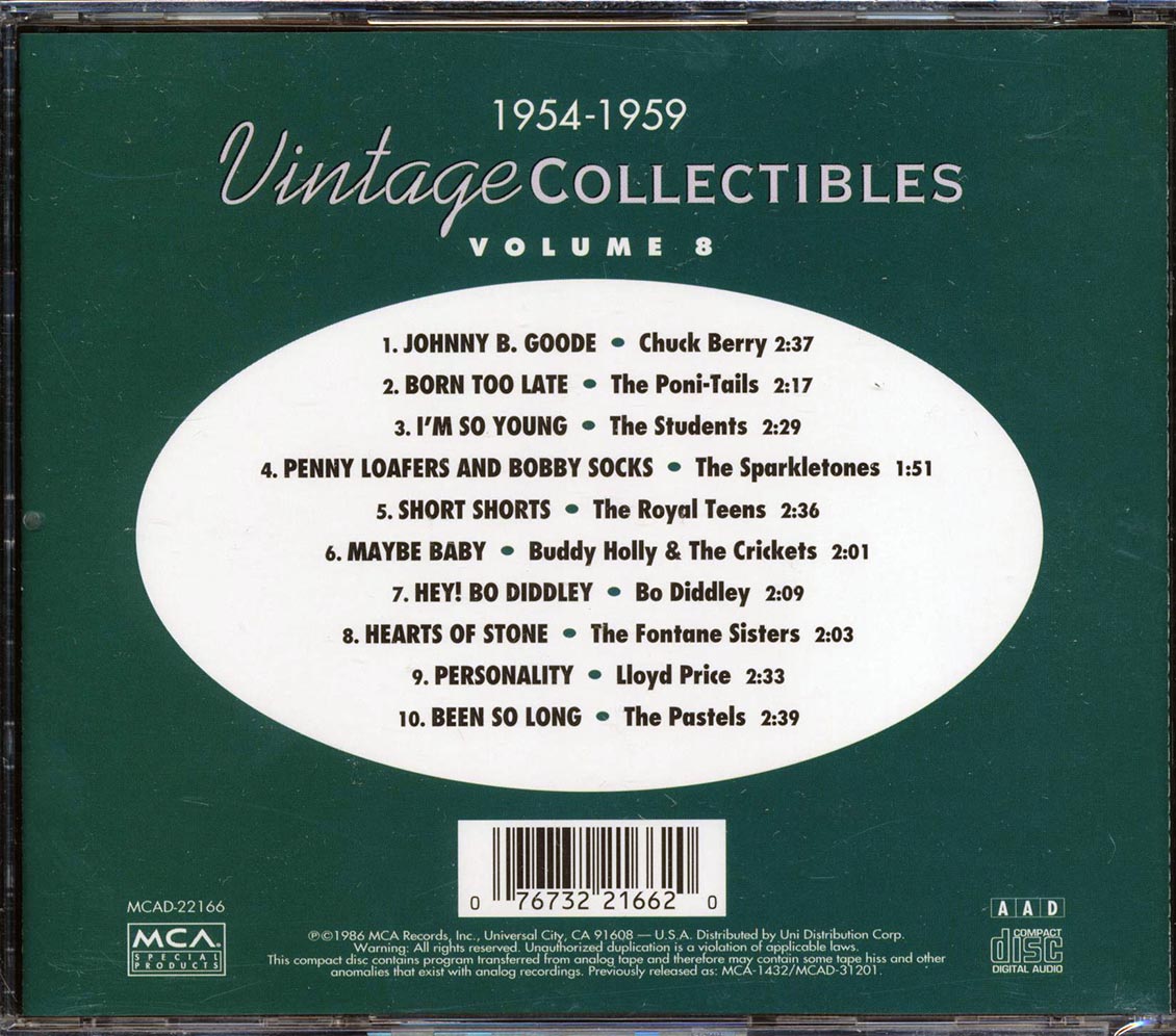Chuck Berry, The Sparkletones, The Royal Teens, Etc. - Vintage Collectibles Volume 8 1954-1959 Music CD