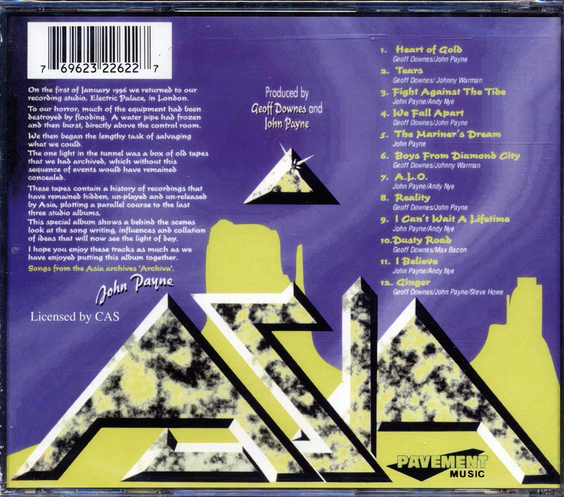Asia Archiva 1 Music CD