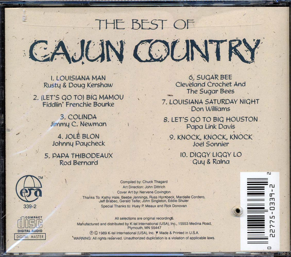 Doug Kershaw, The Sugar Bees, Don Williams, Etc. - The Best Of Cajun Country (marked/ltd stock) Music CD