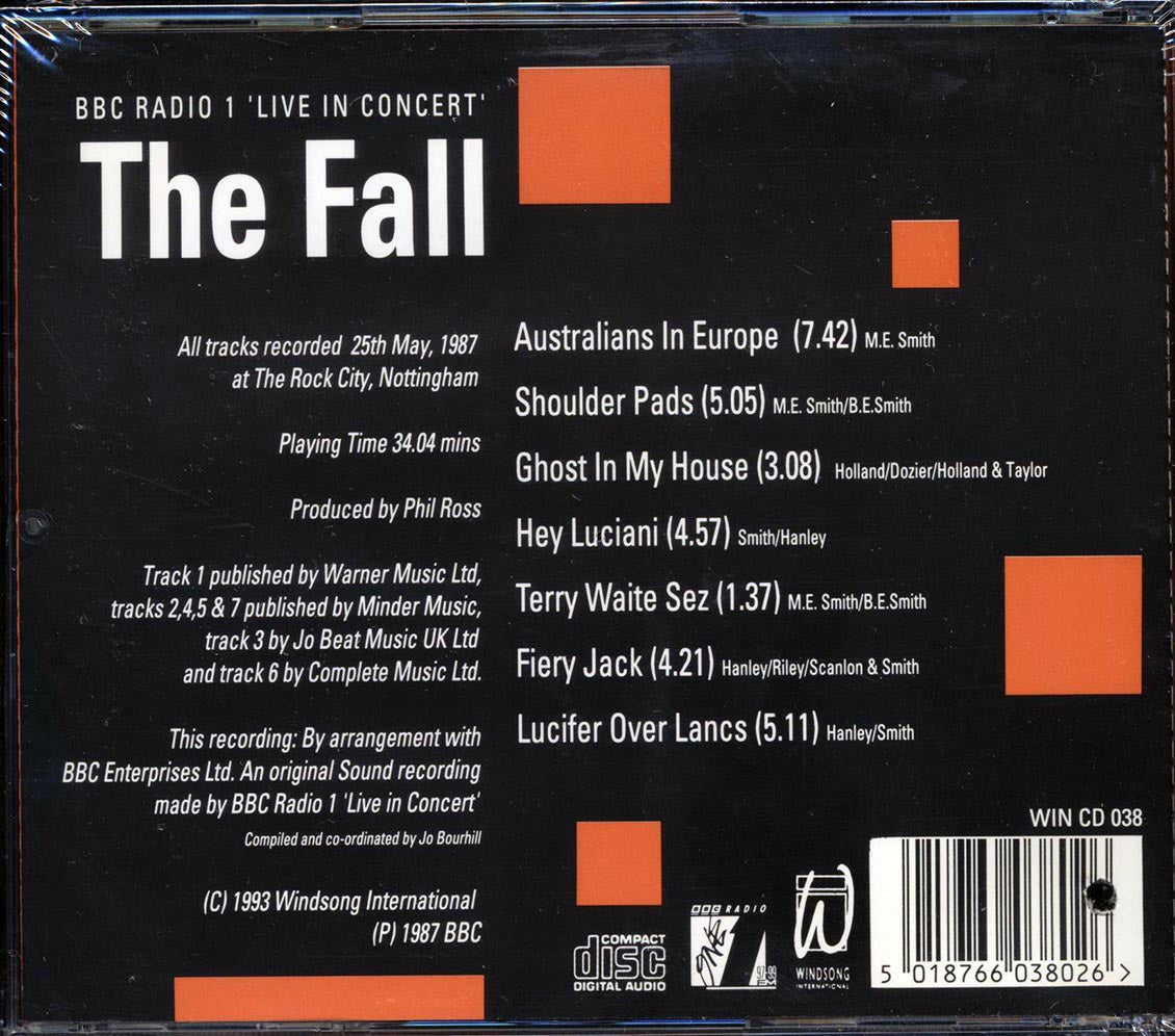 The Fall BBC Radio 1 Live In Concert marked/ltd stock Music CD