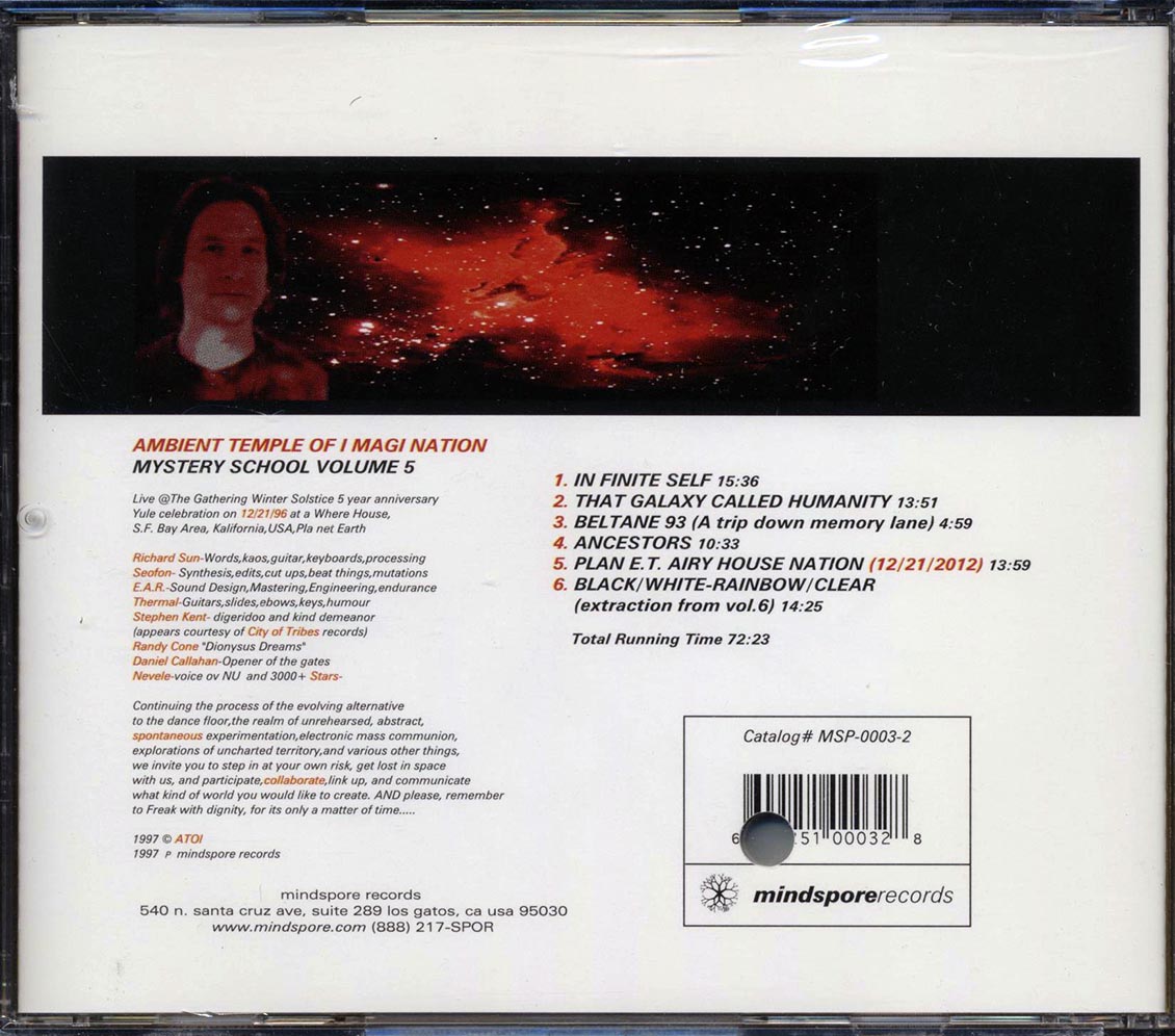 Ambient Temple Of Imagination Planetary House Nation Mystery School Volume 5 marked/ltd stock Music CD