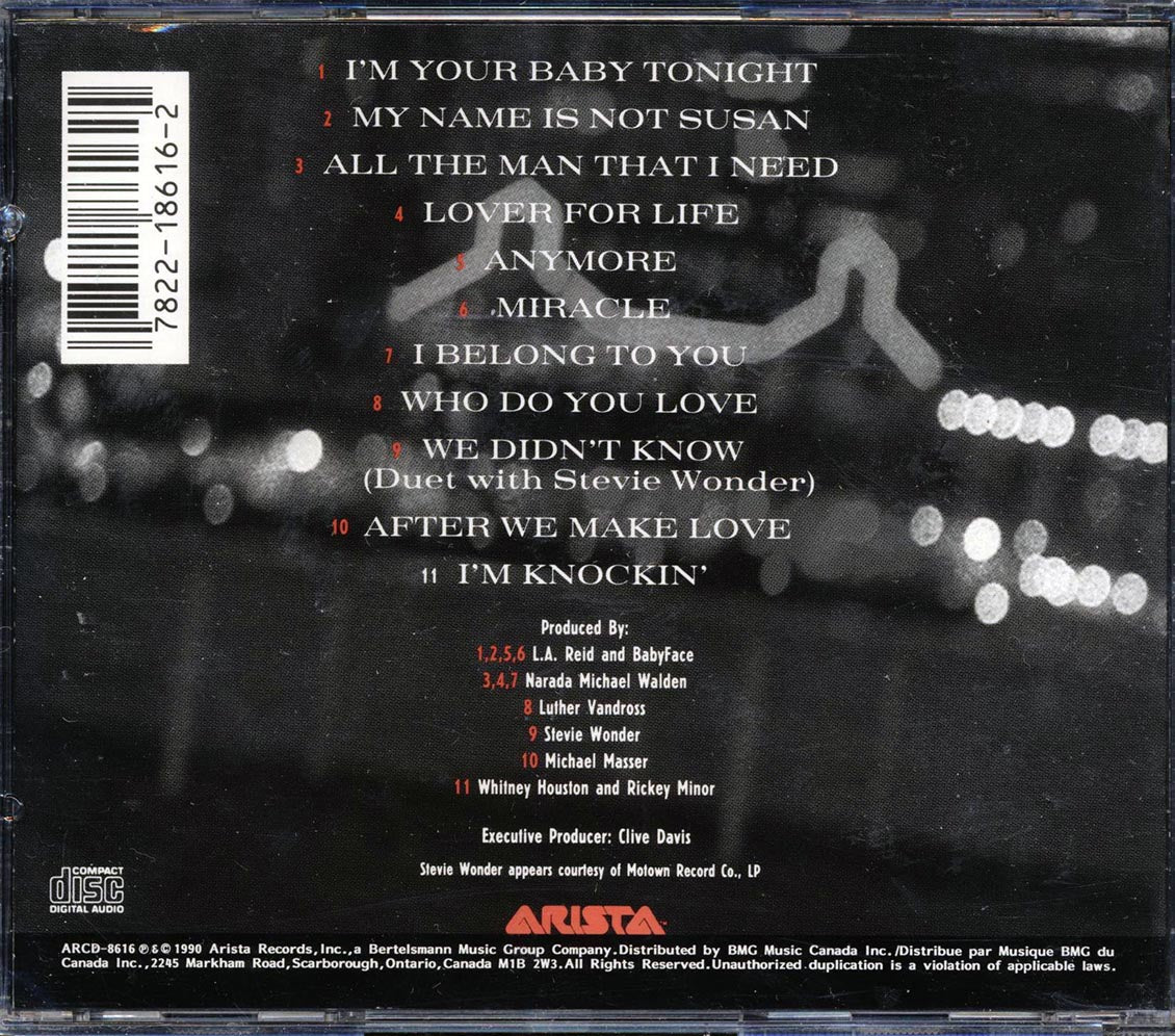 Whitney Houston - I'm Your Baby Tonight Music CD
