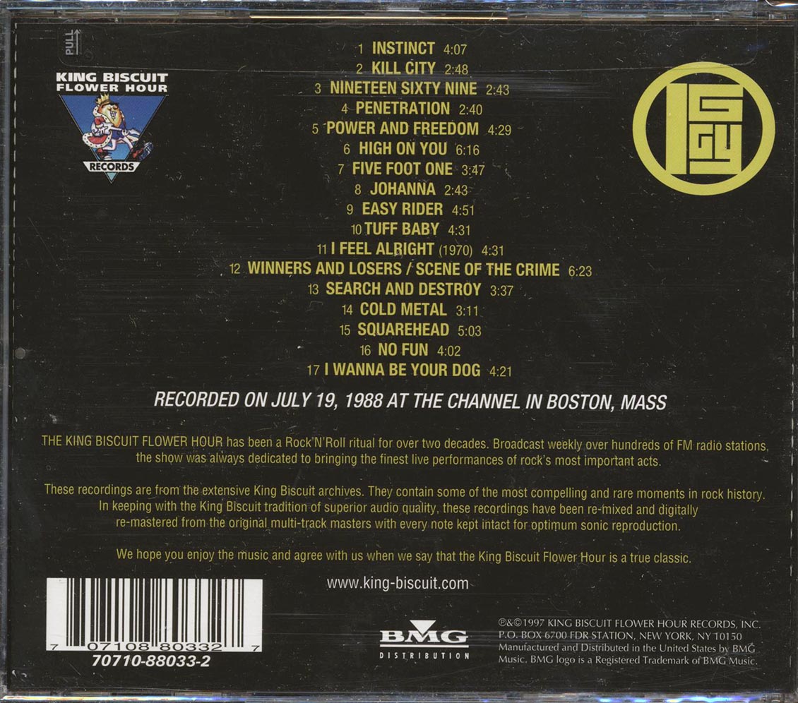 Iggy Pop Live On The King Biscuit Flower Hour Music CD