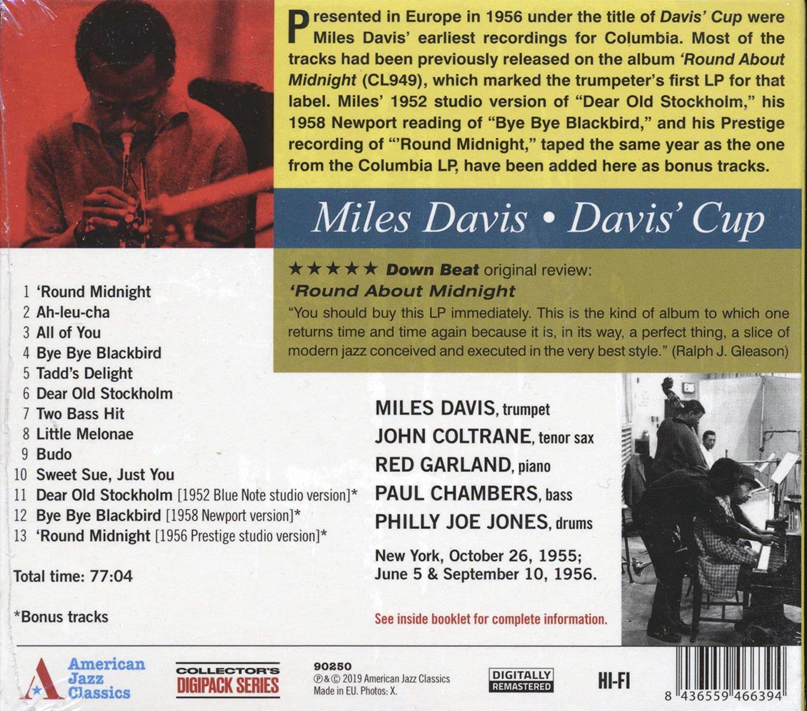 Miles Davis Davis' Cup Music CD