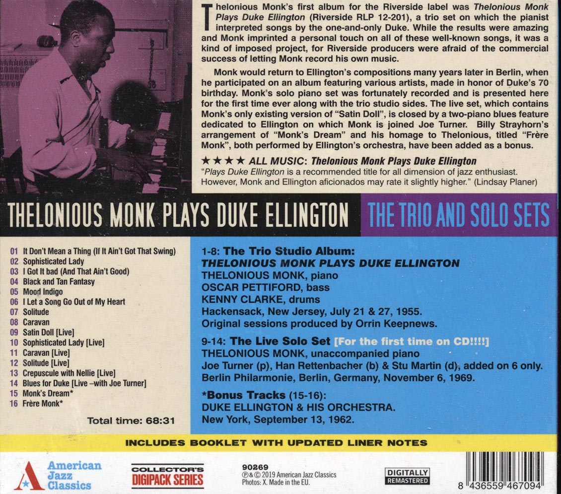 Thelonious Monk Thelonious Monk Plays Duke Music CD