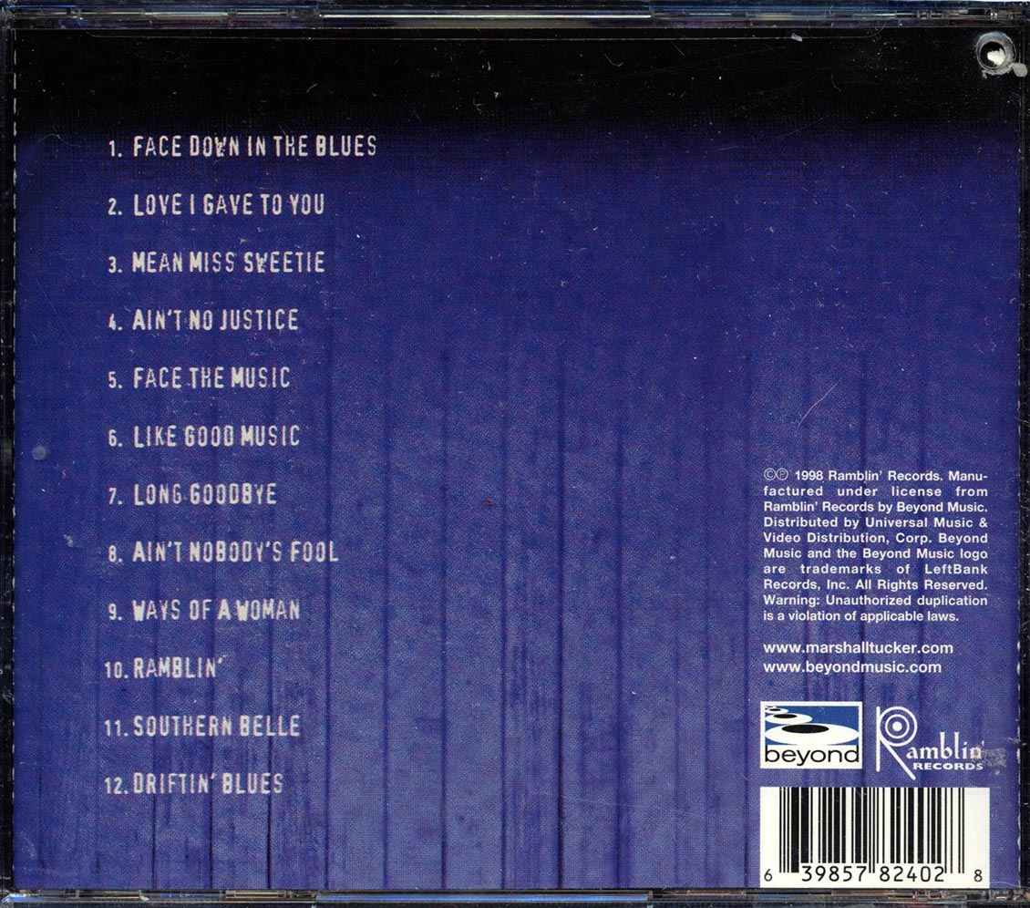The Marshall Tucker Band Face Down In The Blues marked/ltd stock Music CD