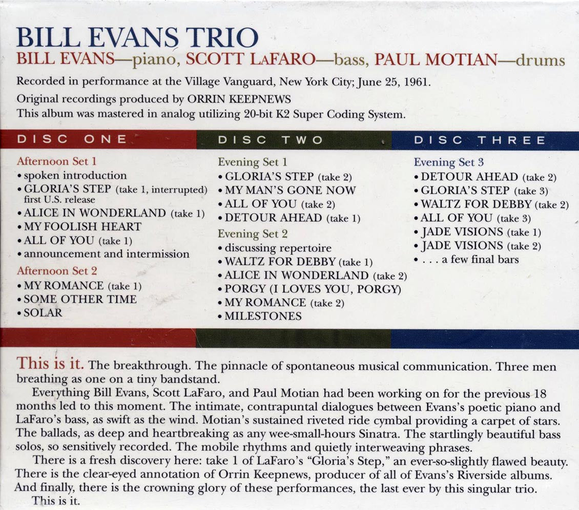 Bill Evans The Complete Village Vanguard Recordings 1961 26 tracks 3xCD box set marked/ltd stock Music CD