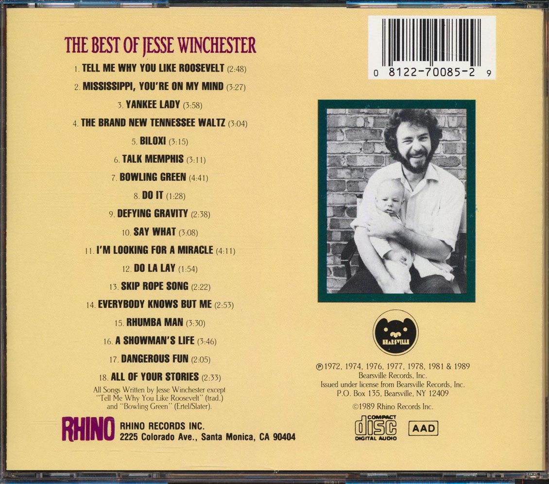 Jesse Winchester - Jesse Winchester Music CD