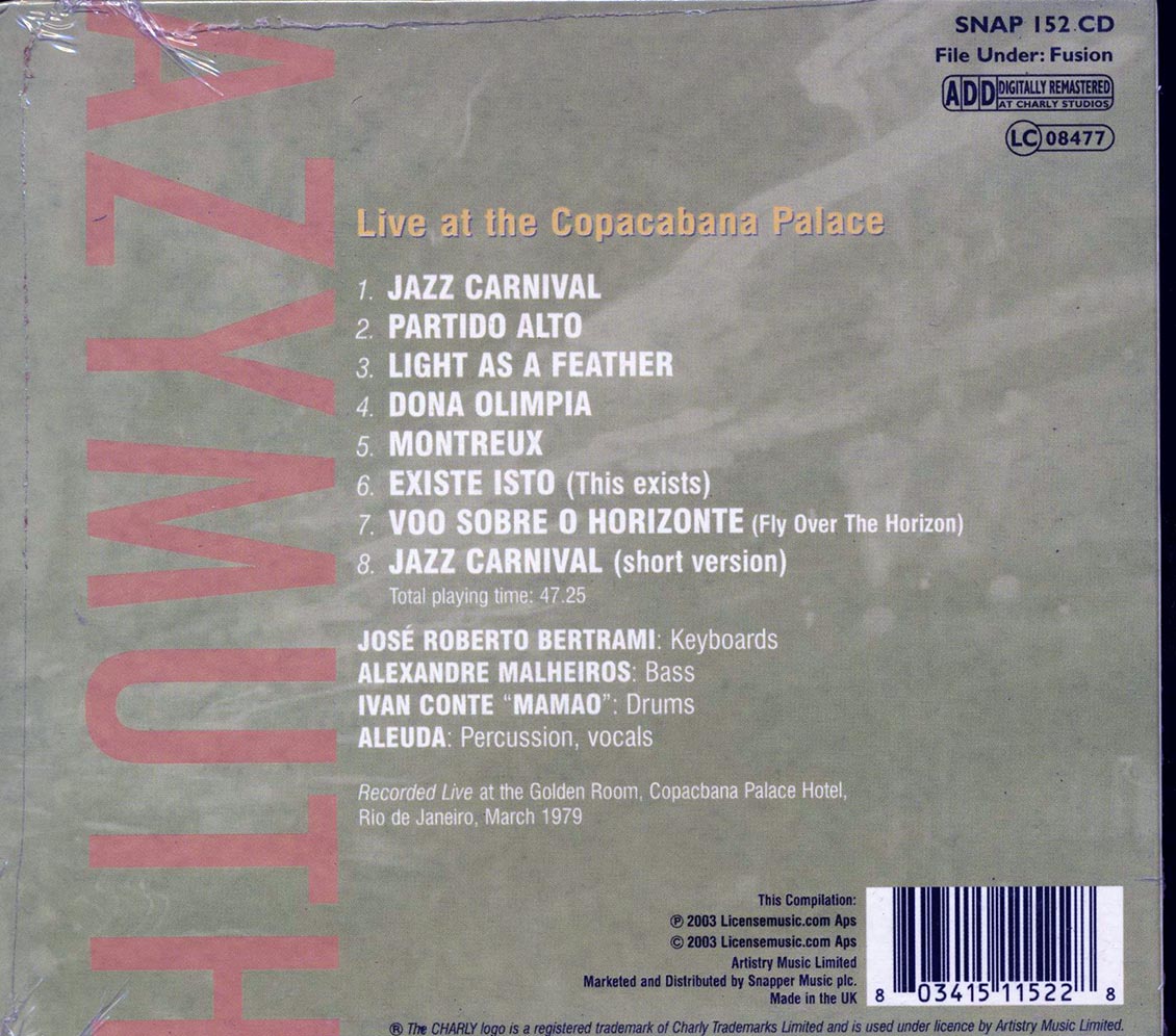 Azymuth - Live At The Copacabana Palace Music CD