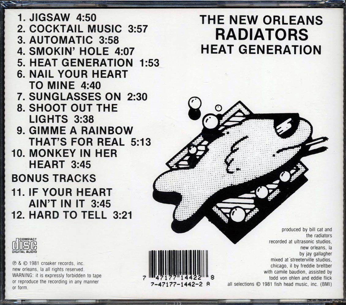 The New Orleans Radiators Heat Generation Music CD
