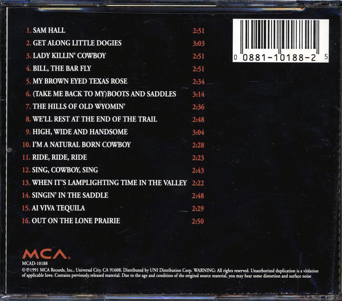 Tex Ritter - The Country Music Hall Of Fame (remastered) Music CD