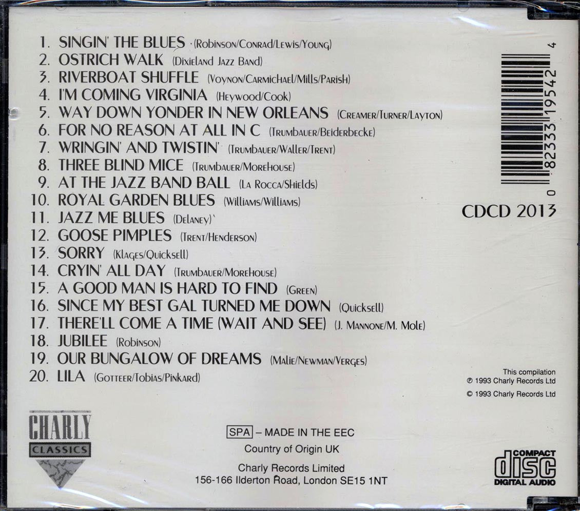 Bix Beiderbecke - Singin' The Blues (20 tracks) Music CD