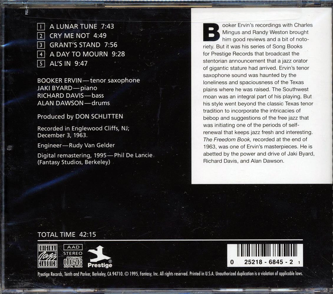 Booker Ervin - The Freedom Book Music CD
