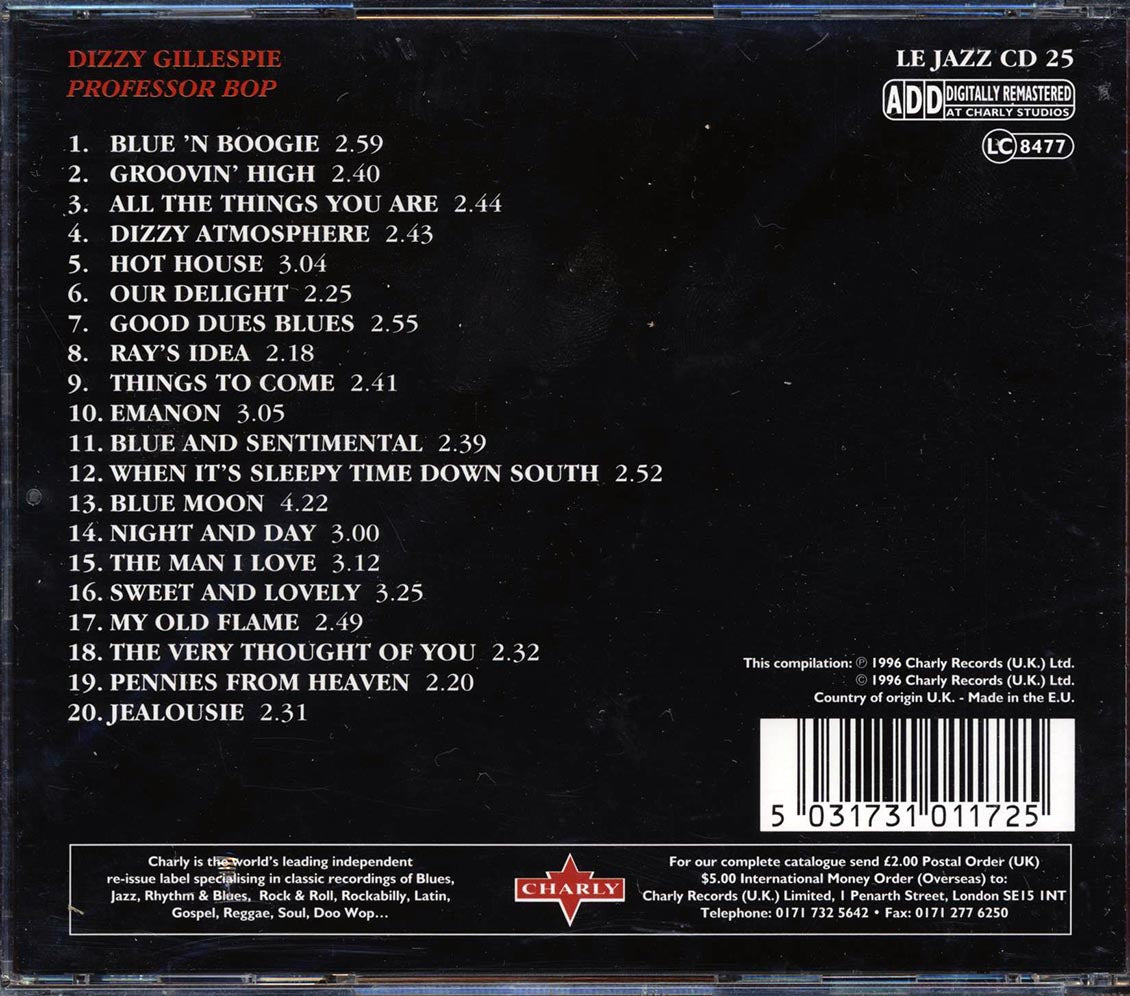 Dizzy Gillespie - Professor Bop Music CD