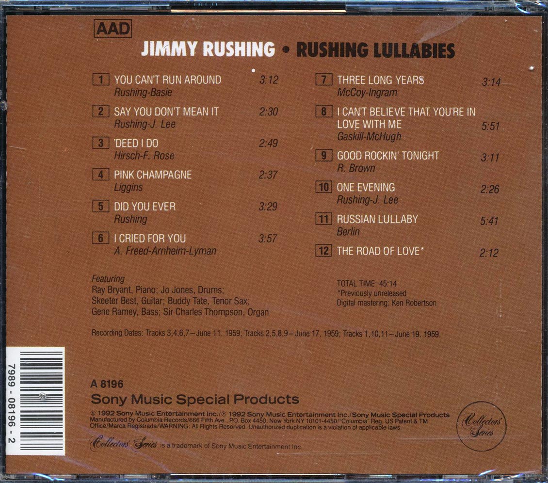 Jimmy Rushing - Rushing Lullabies Music CD