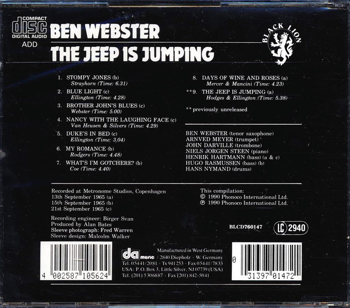 Ben Webster - The Jeep Is Jumping Music CD