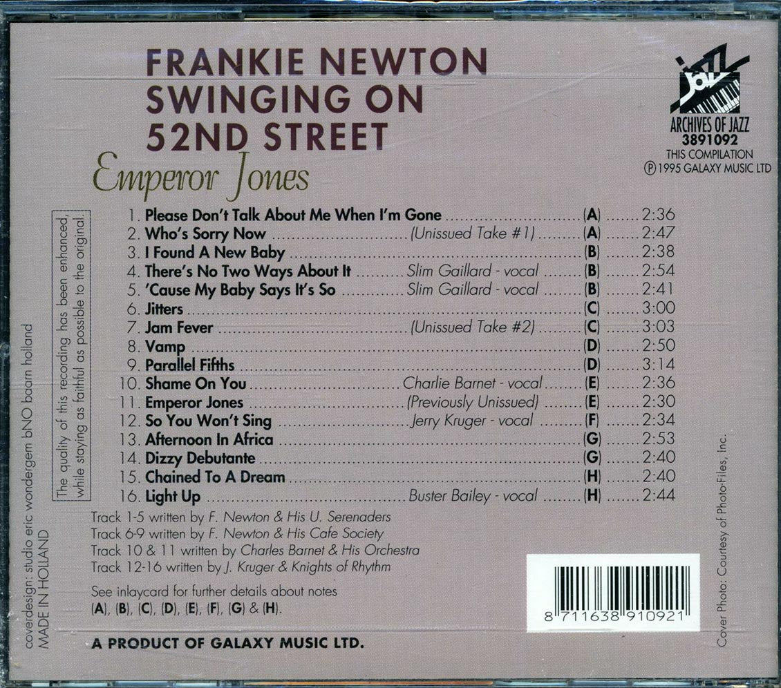 Frankie Newton - Swinging On 52nd Street: Emperor Jones Music CD