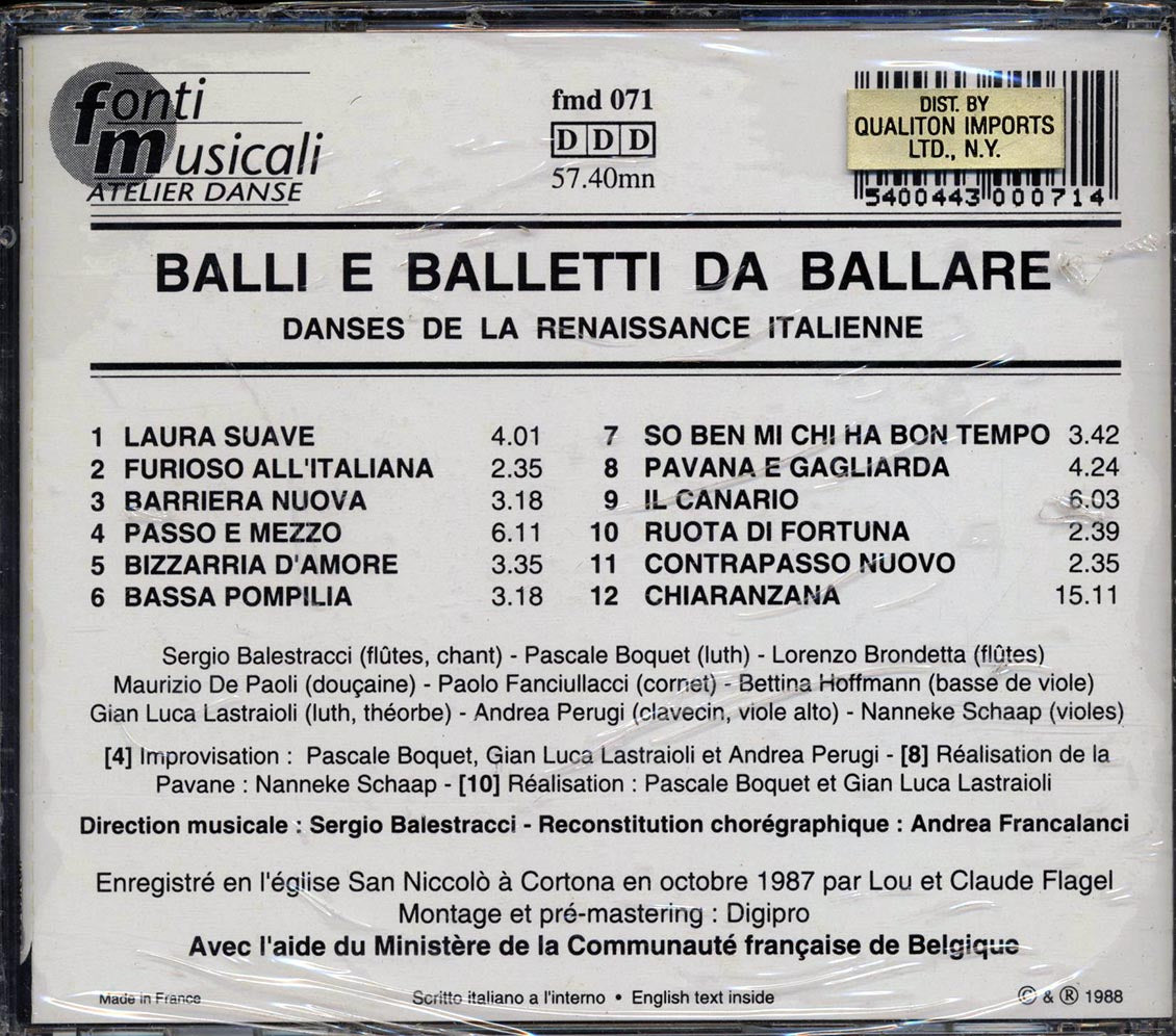 Various - Balli E Balletti Da Ballare: Danses De La Renaissance Italeinne Music CD
