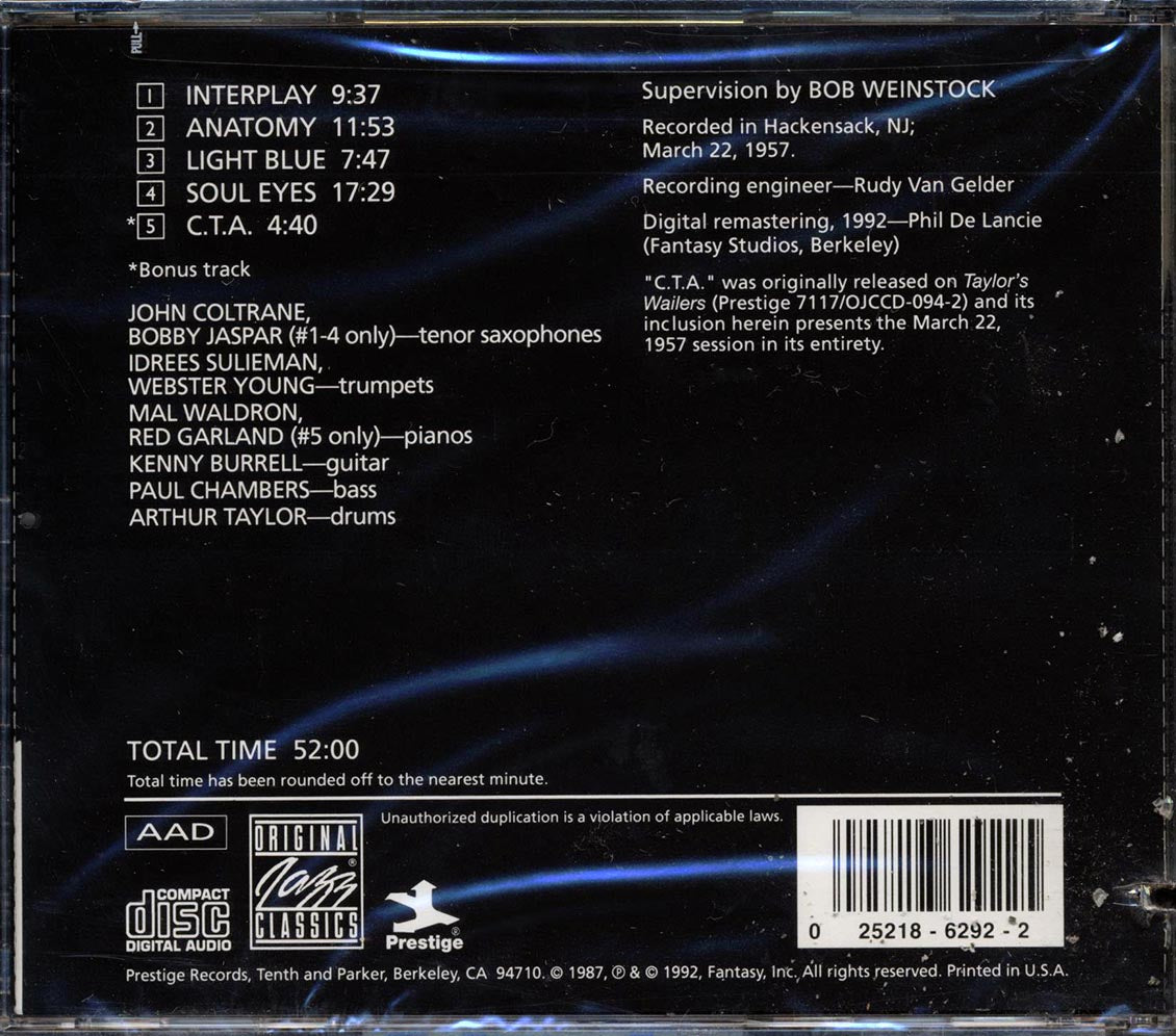 John Coltrane Kenny Burrell Bobby Jaspar Etc Interplay For 2 Trumpets And 2 Tenors marked/ltd stock Music CD