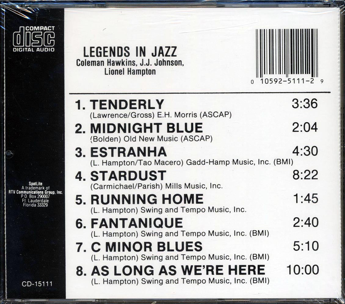 Coleman Hawkins, JJ Johnson, Lionel Hampton - Legends In Jazz Music CD