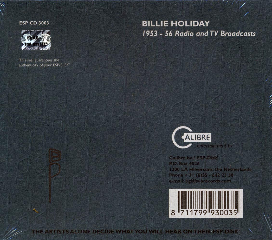 Billie Holiday - 1953-56 Radio And TV Broadcasts Music CD