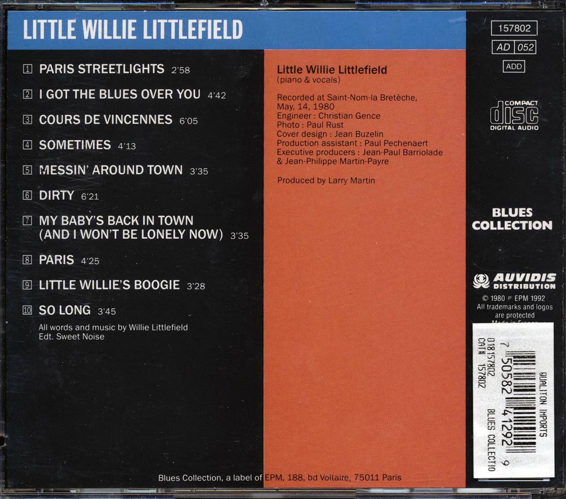 Little Willie Littlefield - Paris Streetlights Music CD