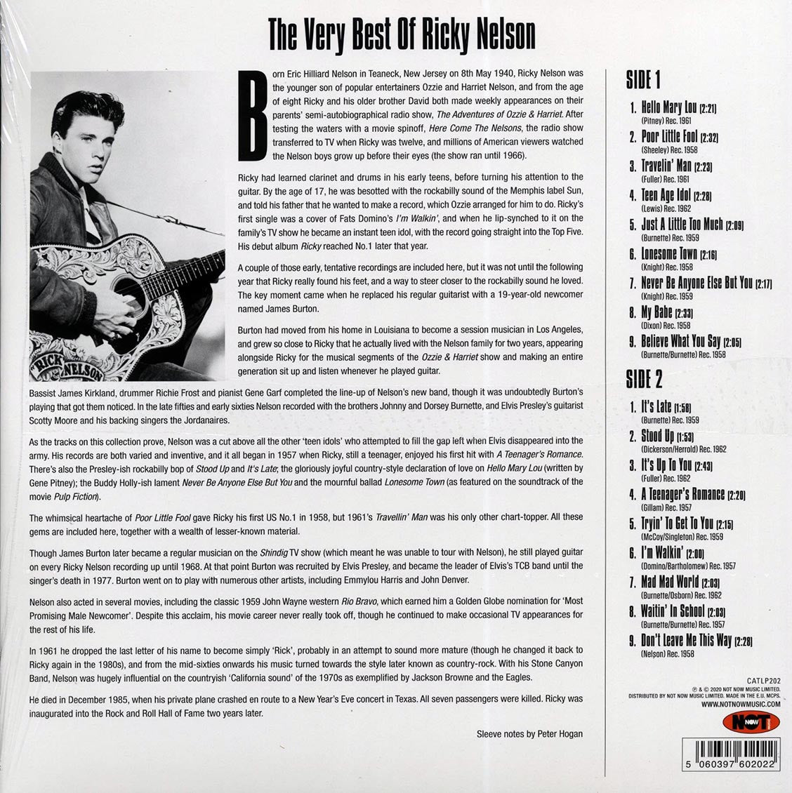 Ricky Nelson - The Very Best Of Ricky Nelson (180g) Vinyl Record