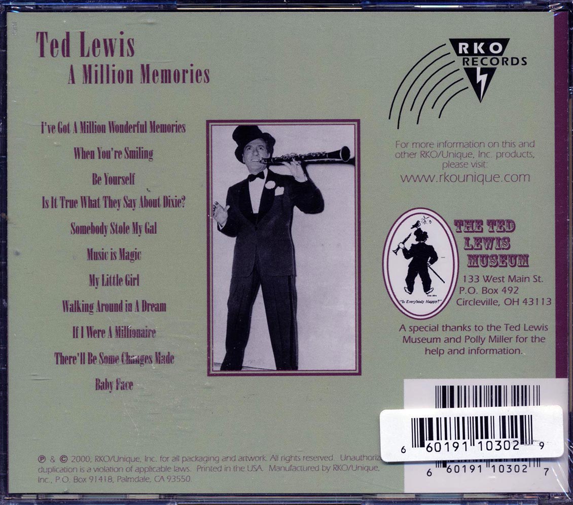 Ted Lewis A Million Memories Music CD