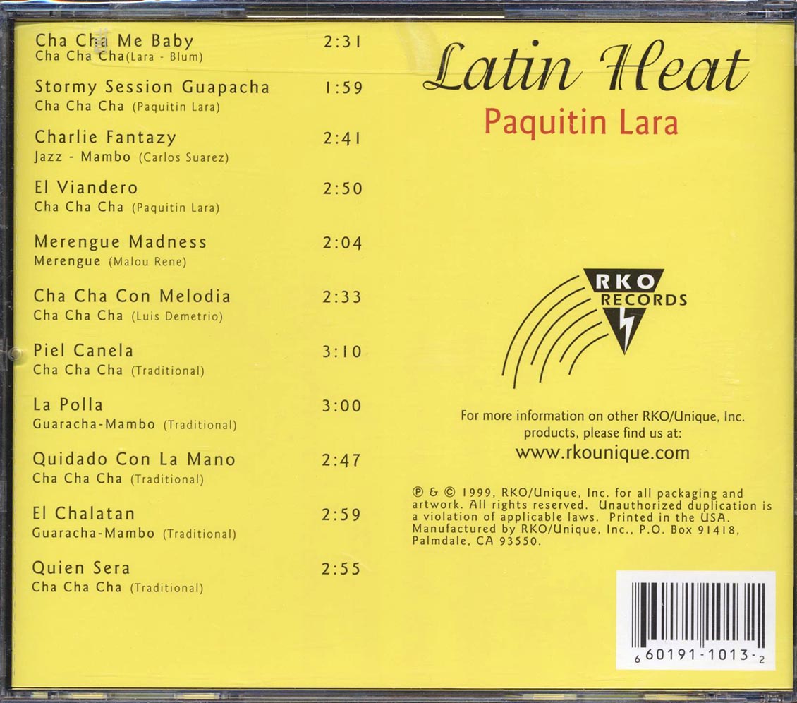 Paquitin Lara Latin Heat Music CD