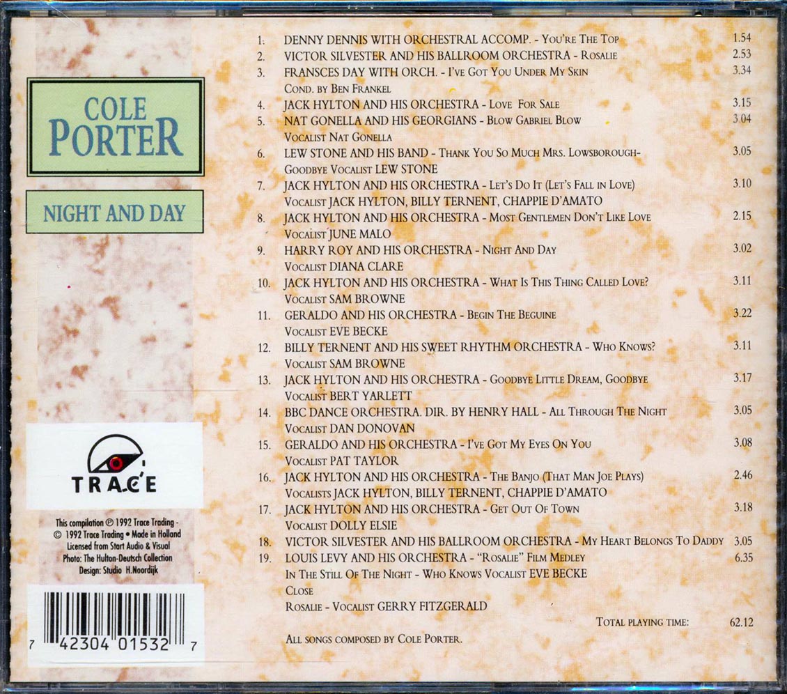 Denny Dennis, Victor Silverster, Fransces Day, Etc. - The World Of Cole Porter: Night And Day Music CD