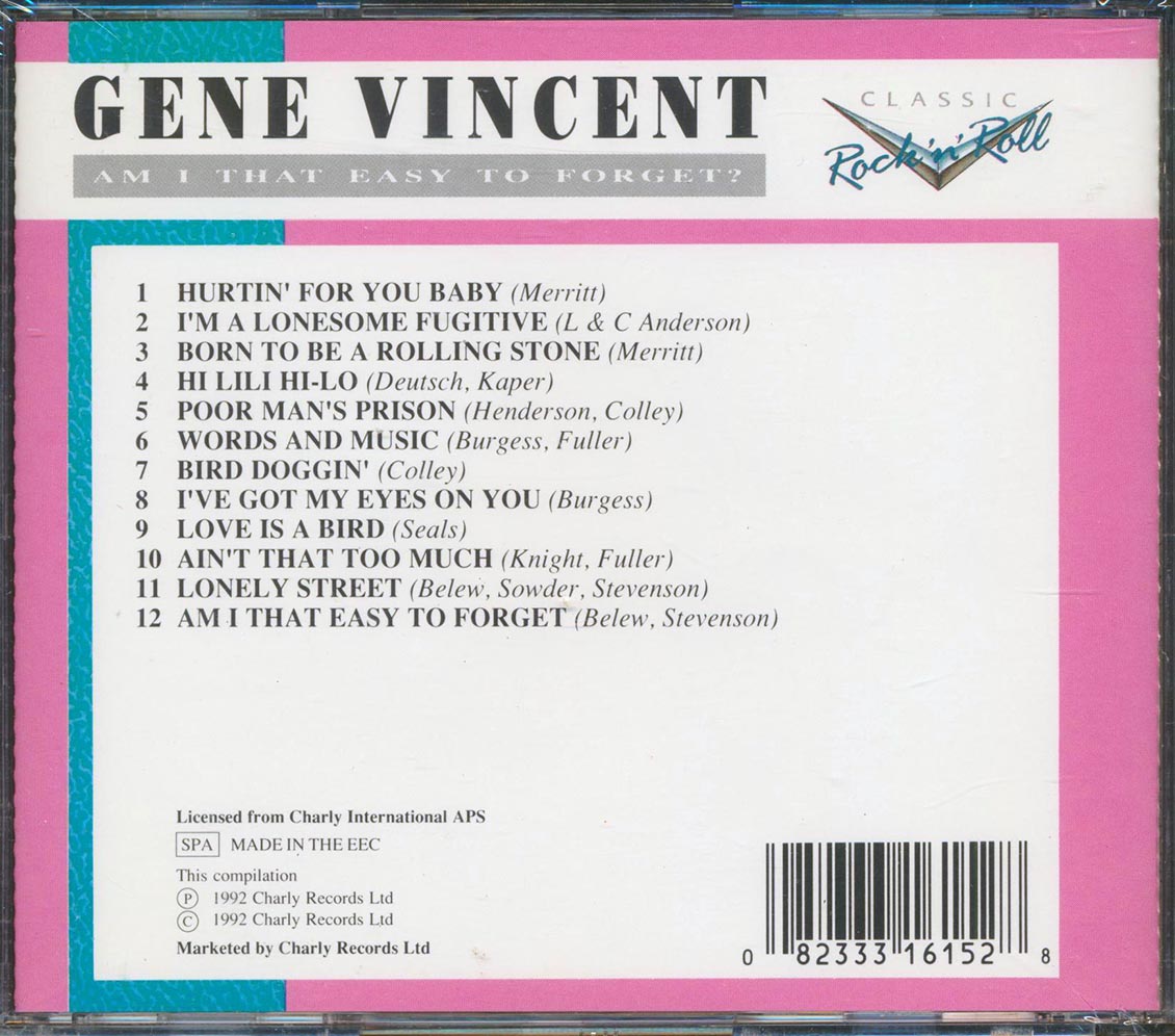 Gene Vincent - Am I That Easy To Forget Music CD