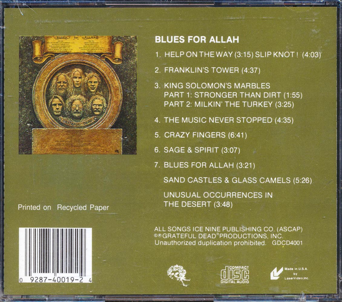 Grateful Dead - Blues For Allah Music CD