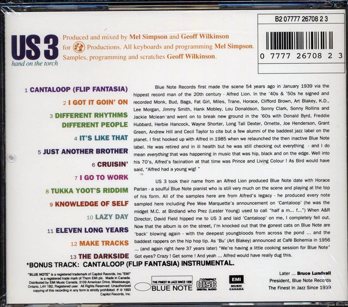 US3 Hand On The Torch Music CD