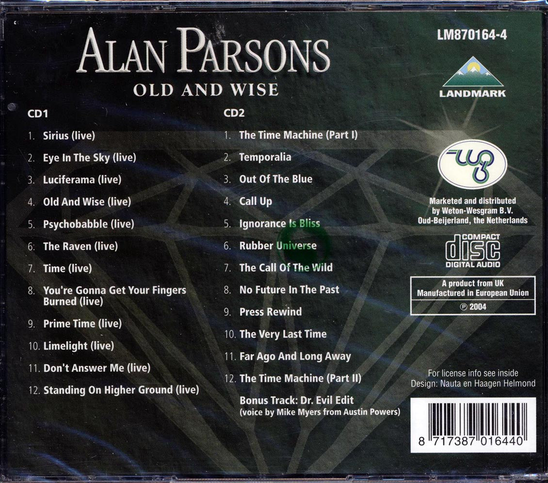 Alan Parsons Old And Wise Greatest Hits 25 tracks 2xCD Music CD