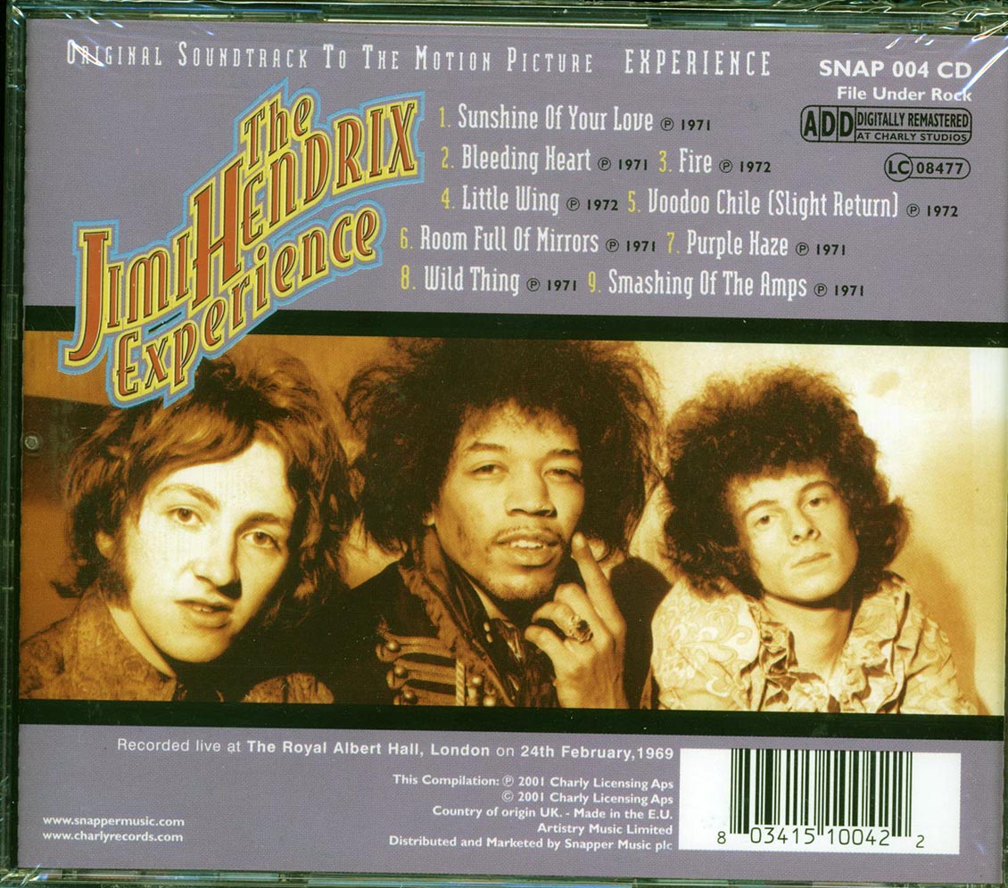 The Jimi Hendrix Experience Original Soundtrack To The Motion Picture Experience Music CD