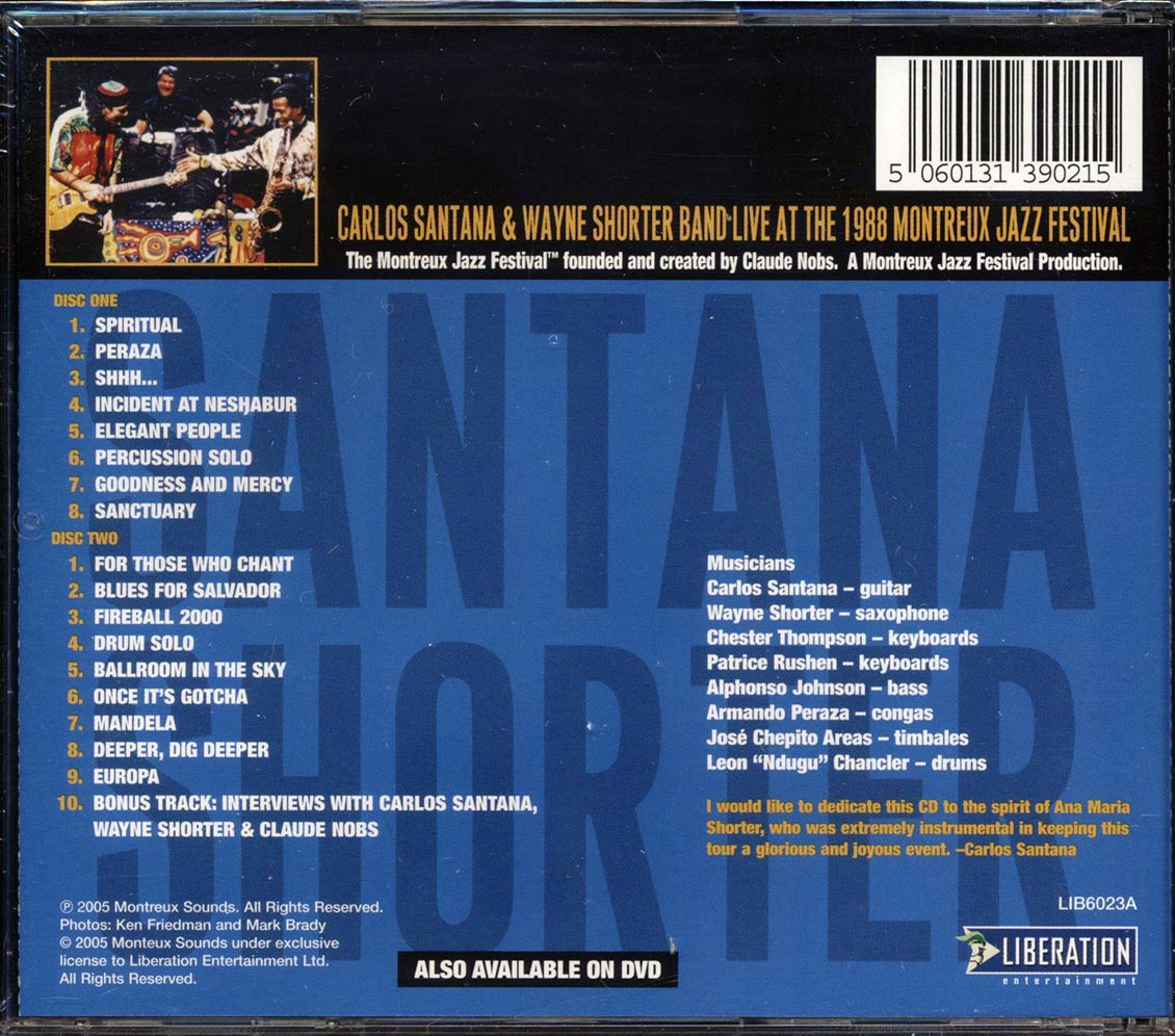 Carlos Santana Wayne Shorter Band Live At The 1988 Montreux Jazz Festival 2xCD Music CD