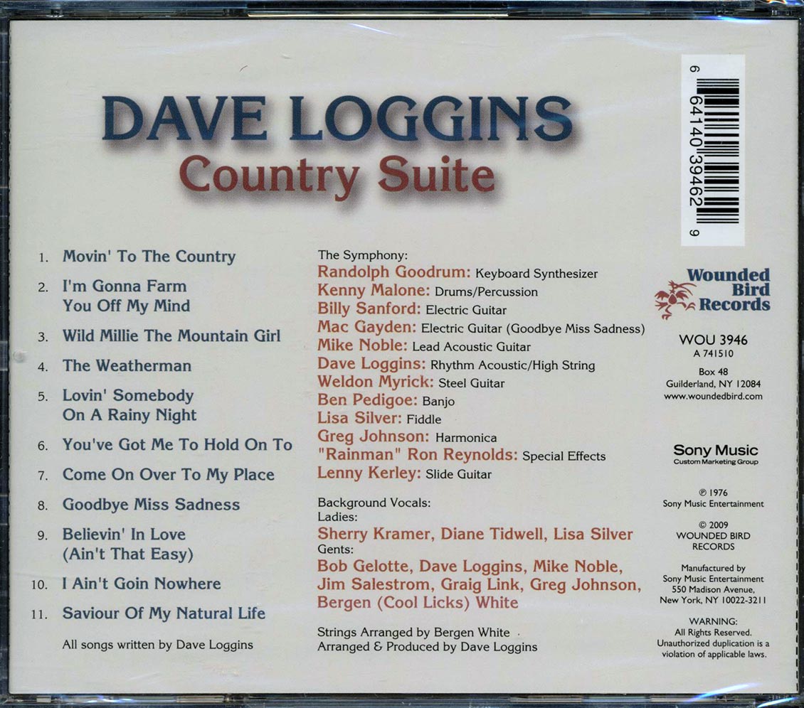 Dave Loggins - Country Suite Music CD