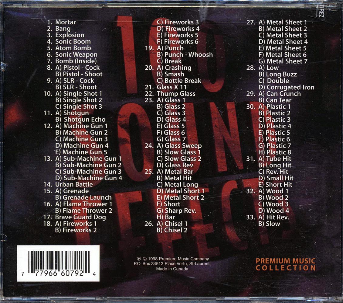 Various - 100 Sound Effects Volume 1 Music CD