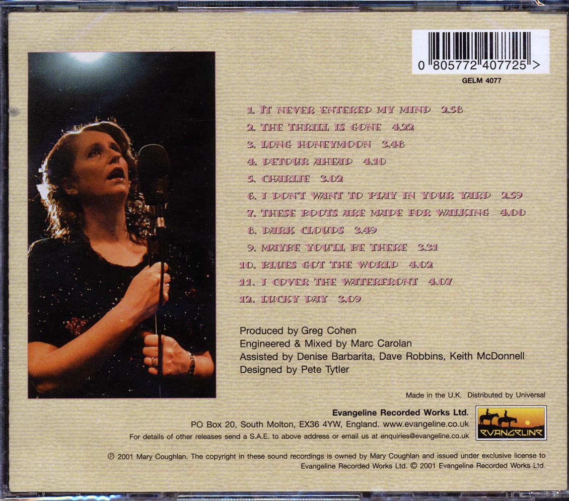 Mary Coughlan - Long Honeymoon Music CD