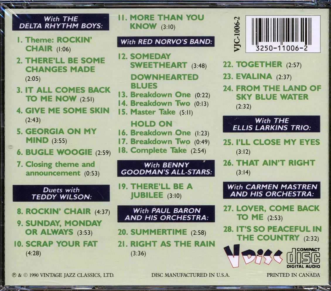 Mildred Bailey - Rockin' Chair: The Legendary V-Disc Sessions (28 tracks) Music CD